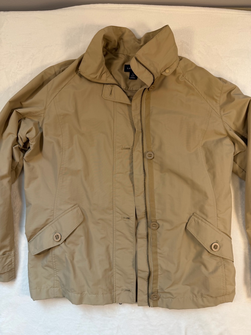 Lands' End Tan Fall Season Utility Jacket with Button-Flap Pockets